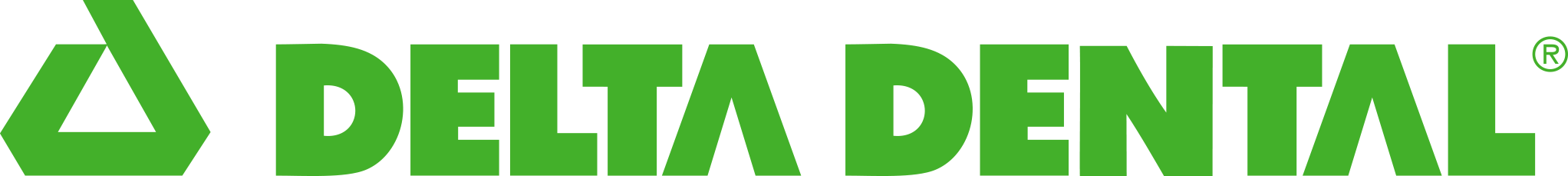 Delta Dental logo with green triangle symbol and text wordmark.
