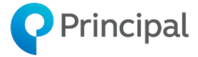 Principal logo with blue swirl icon and gray text on white background